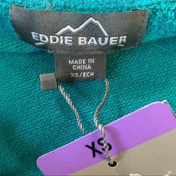 Eddie Bauer NWT Half Zip Knit Pullover Teal - Picture 9 of 12